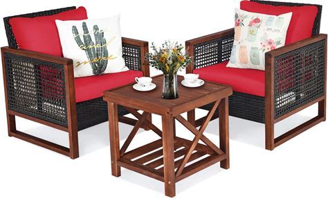 Tangkula Outdoor Acacia Wood Coffee Table